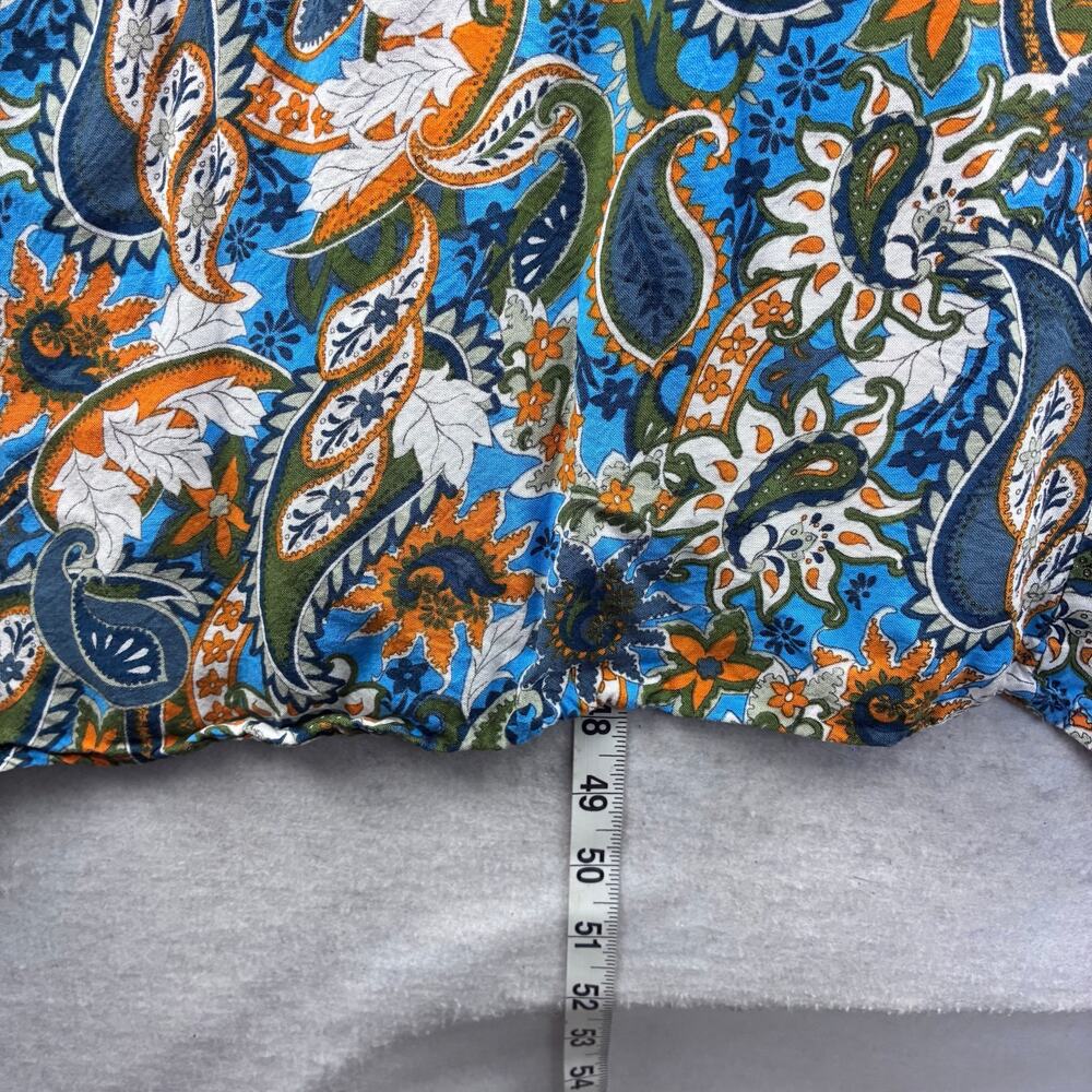 Harlow & Rose Paisley Floral Maxi Dress Womens XL Blue Fit Flare Peasant Cottage - Picture 9 of 12